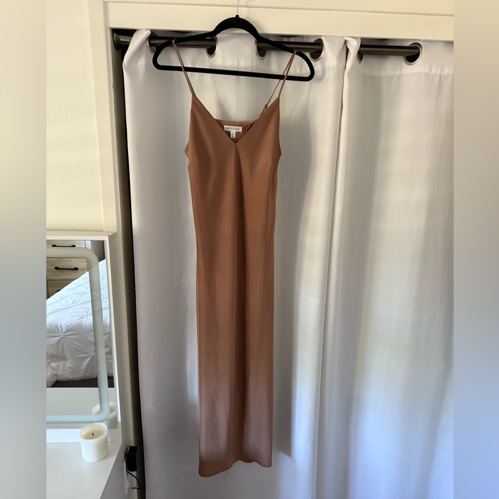 Prologue Silk Tan Dress (Runs big)
